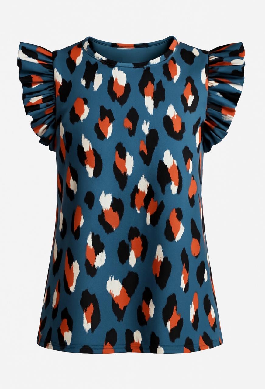 Ladies Blue Leopard Top